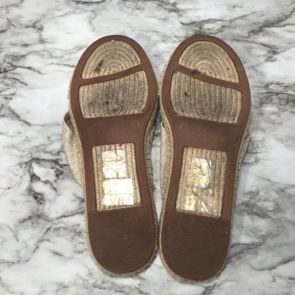 J Crew Knotted Espadrille Tan Gold Tone Slides 8 - Picture 7 of 8